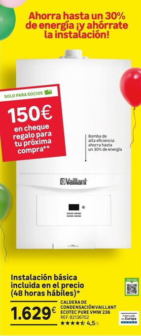 Leroy Merlin Caldera de condensación vaillant ecotec pure vmw 236 oferta