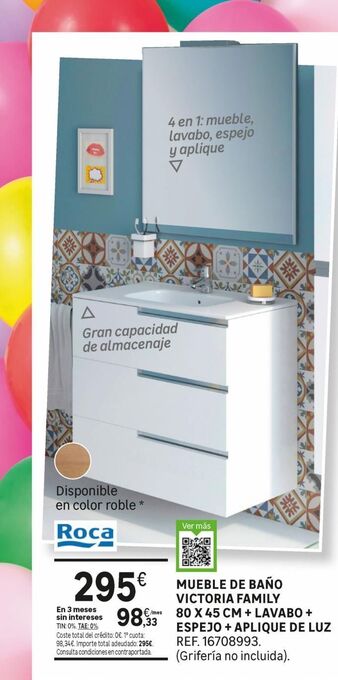 Leroy Merlin Mueble de baño victoria family 80 x 45 cm + lavabo + espejo + aplique de luz oferta