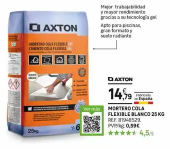 Leroy Merlin Mortero cola flexible blanco 25 kg axton oferta