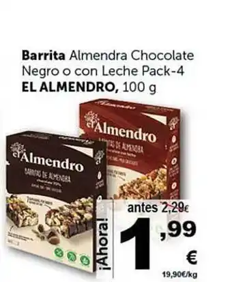 Masymas Barrita Almendra Chocolate Negro O Con Leche Pack-4 El Almendro oferta