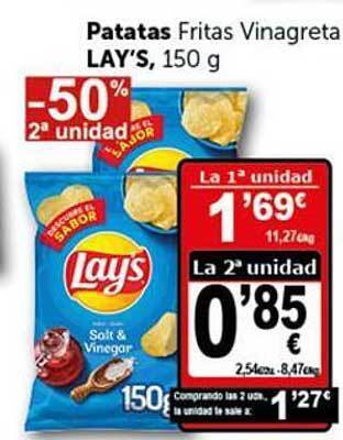 Masymas -50% 2a Unidad Patatas Fritas Vinagreta Lay's oferta