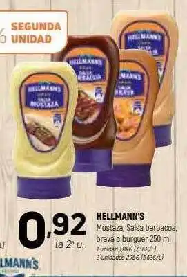 Coviran Hellmann's Mostaza Salsa Barbacoa Brava O Burguer oferta