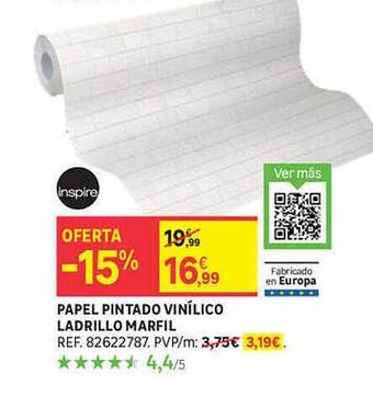 Leroy Merlin Papel Pintado Vinílico Ladrillo Marfil oferta