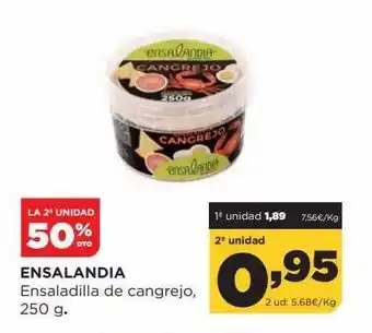 Alimerka La 2a Unidad 50% Dto Ensalandia De Cangrejo oferta
