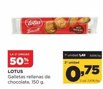 Alimerka La 2a Unidad 50% Dto Lotus Galletas Rellenas De Chocolate oferta