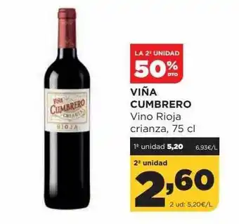 Alimerka La 2a Unidad 50% Dto Viña Cumbrero Vino Rioja Crianza oferta