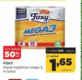 Alimerka La 2a Unidad 50% Dto Foxy Papel Higiénico Mega 3 4 Rollos oferta