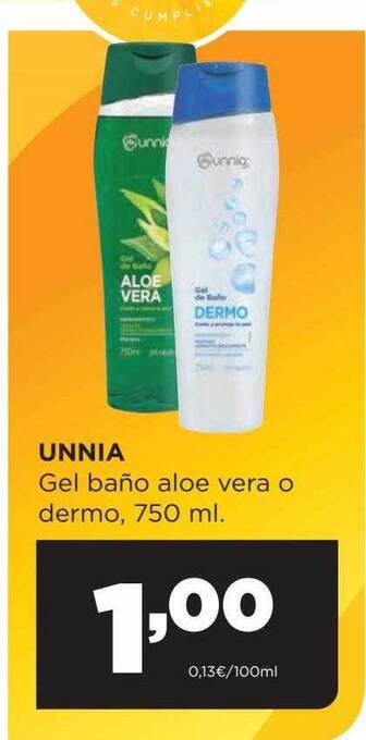 Alimerka Unnia Gel Baño Aloe Vera O Dermo oferta