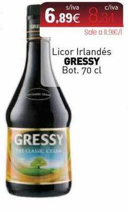 Cuevas Cash Licor Irlandés Gressy oferta