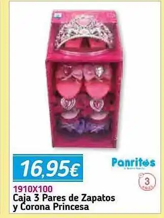 Panre Caja 3 Pares De Zapatos Y Corona Princesa Panritos oferta