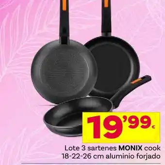 Supermercados Dani Lote 3 Sartenes Monix Cook 18-22-26 Cm Aluminio Forjado oferta