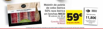Carrefour Maletín de paleta de cebo ibérica 50% raza ibérica en lonchas nico oferta