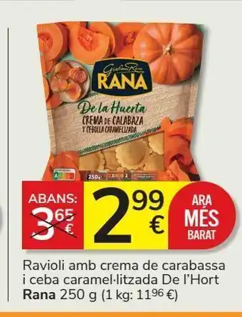 Consum Ravioli con crema de calabaza y cebolla caramelizada de la huerta rana 250 g oferta
