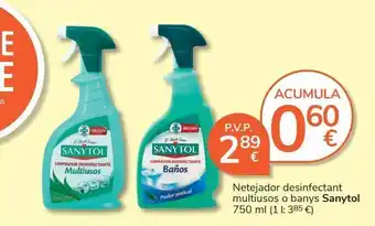 Consum Limpiador desinfectante multiusos o baños sanytol 750 ml oferta