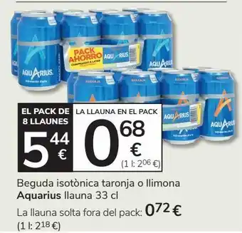 Consum Bebida isotónica naranja o limón aquarius pack 8x33cl oferta