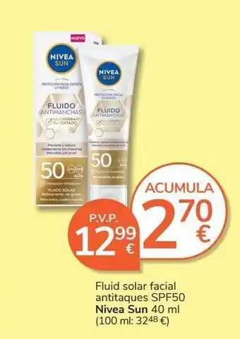 Consum Fluído solar facial antimanchas spf50 nivea sun 40 ml oferta