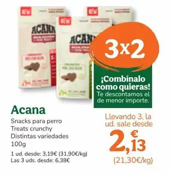 TiendAnimal Acana snacks para perro treats crunchy distintas variedades 100 g oferta