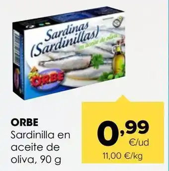 Autoservicios Familia Sardinillas en aceite de oliva, 90 g orbe oferta