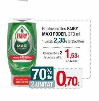 Condis 70% Dte. 2a Unitat Rentavaixelles Fairy Maxi Poder oferta