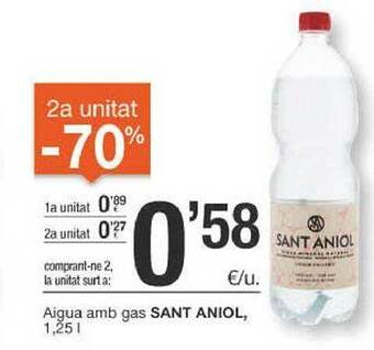 BonpreuEsclat 2a Unitat -70% Aigua Amb Gas Sant Aniol oferta