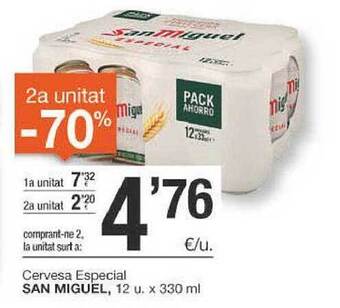 BonpreuEsclat 2a Unitat -70% Cervesa Especial San Miguel oferta