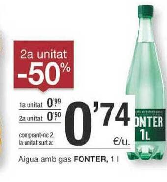 BonpreuEsclat 2a Unitat -50% Aigua Amb Gas Fonter oferta