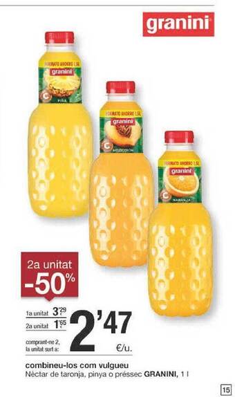 BonpreuEsclat 2a Unitat -50% Nèctar De Taronja Pinya O Préssec Granini oferta