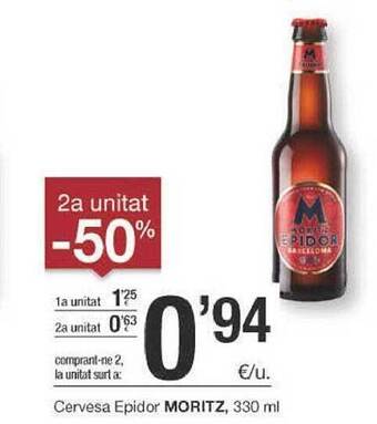 BonpreuEsclat 2a Unitat -50% Cervesa Epidor Moritz oferta