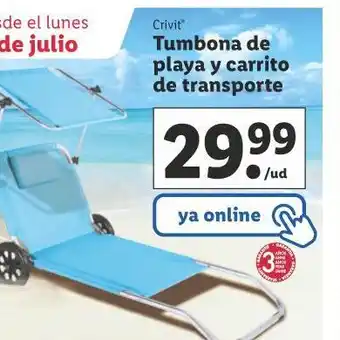 Lidl Tumbona de playa y carrito de transporte oferta