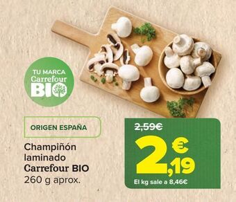 Carrefour Champiñón laminado carrefour bio oferta