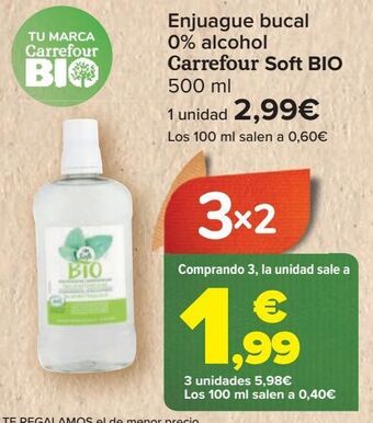 Carrefour Enjuague bucal carrefour soft bio oferta