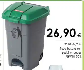 Cash Ifa Araven Cubo basura con pedal y ruedas 50 L oferta