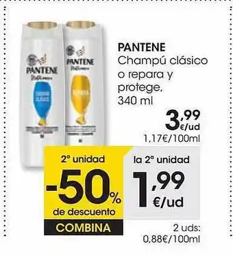 Eroski 2a Unidad -50% De Descuento Pantene Champú Clásico O Repara Y Protege oferta