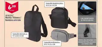 ALDI Live In Style Mochila Riñonera Bandolera Antirrobo oferta