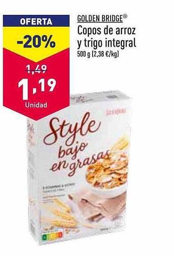 ALDI Golden Bridge Copos De Arroz Y Trigo Integral oferta