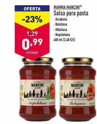 ALDI Mamma Mancini Salsa Para Pasta oferta