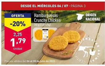ALDI Hamburguesas Crunchy Chicken oferta