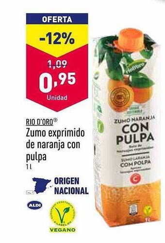 ALDI Rio D'oro Zumo Exprimido De Naranja Con Pulpa oferta