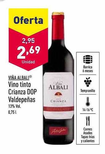ALDI Viña Albali Vino Tinto Crianza Dop Valdepeñas oferta
