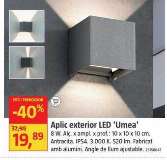 Bauhaus Aplic Exterior Led 'umea' oferta