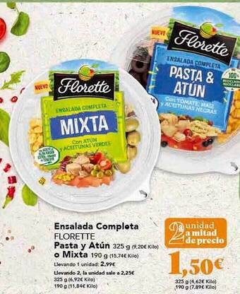 Gadis Ensalada Completa Florette Pasta Y Atun O Mixta oferta