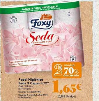 Gadis 2a Unidad 70% Descuento Papel Higiénico Seda 3 Capas Foxy oferta