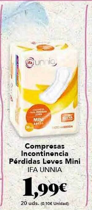 Gadis Compresas Incontinencia Pérdidas Leves Mini Ifa Unnia oferta