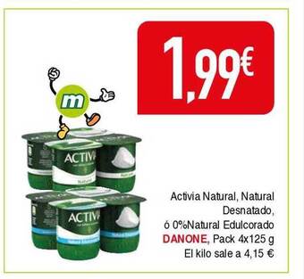 Masymas Activia Natural Natural Desnatado ó 0% Natural Edulcorado Danone oferta