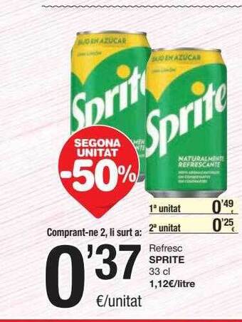 SPAR Fragadis Segona Unitat -50% Refresc Sprite oferta