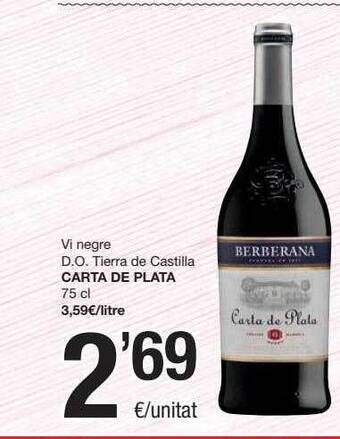 SPAR Fragadis Vi Negre D.o. Tierra De Castilla Carta De Plata oferta
