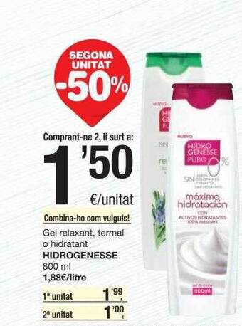SPAR Fragadis Segona Unitat -50% Gel Relaxant Termal O Hidratant Hidrogenesse oferta