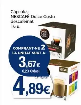 Supermercats Jespac Càpsules Nescafé Dolce Gusto Nescafeïnat oferta