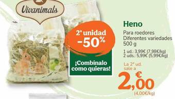 TiendAnimal 2a Unidad -50% Heno Para Roedores Diferentes Variedades oferta