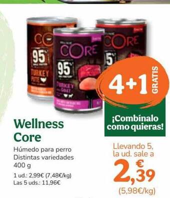 TiendAnimal 4+1 Gratis Wellness Core oferta